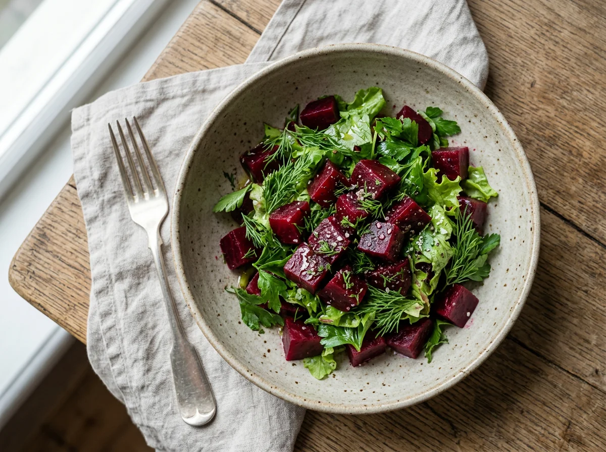 Салат из свеклы с зеленью photo