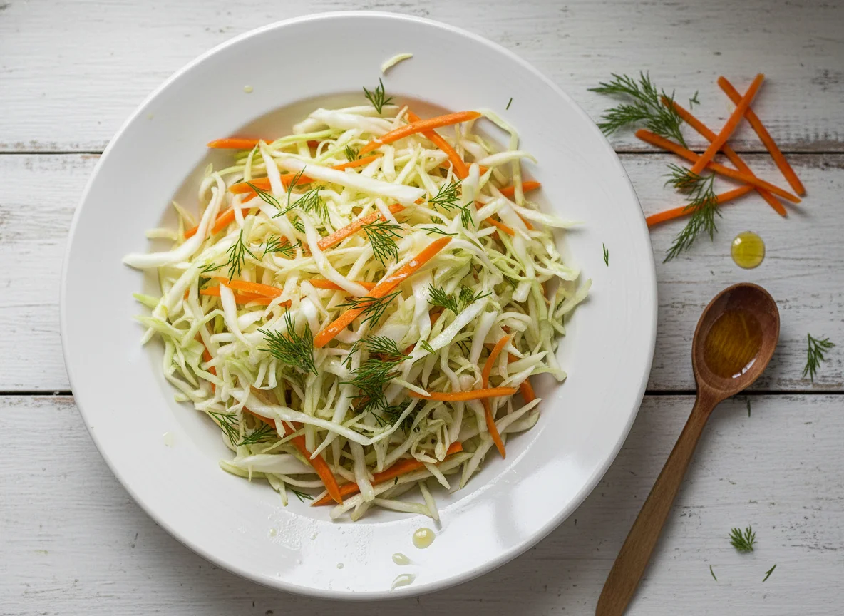 Салат из свежей капусты с морковью и укропом photo