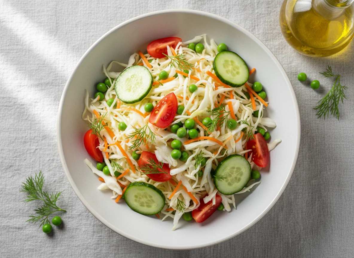 Салат из свежей капусты с овощами photo