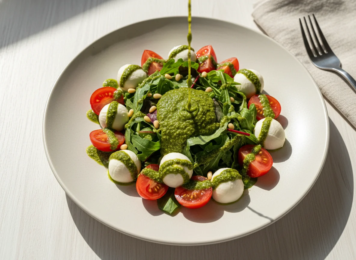 Салат Капрезе с песто photo