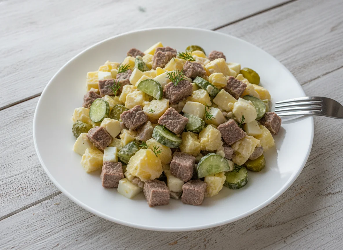 Салат Мясной из отварной говядины photo