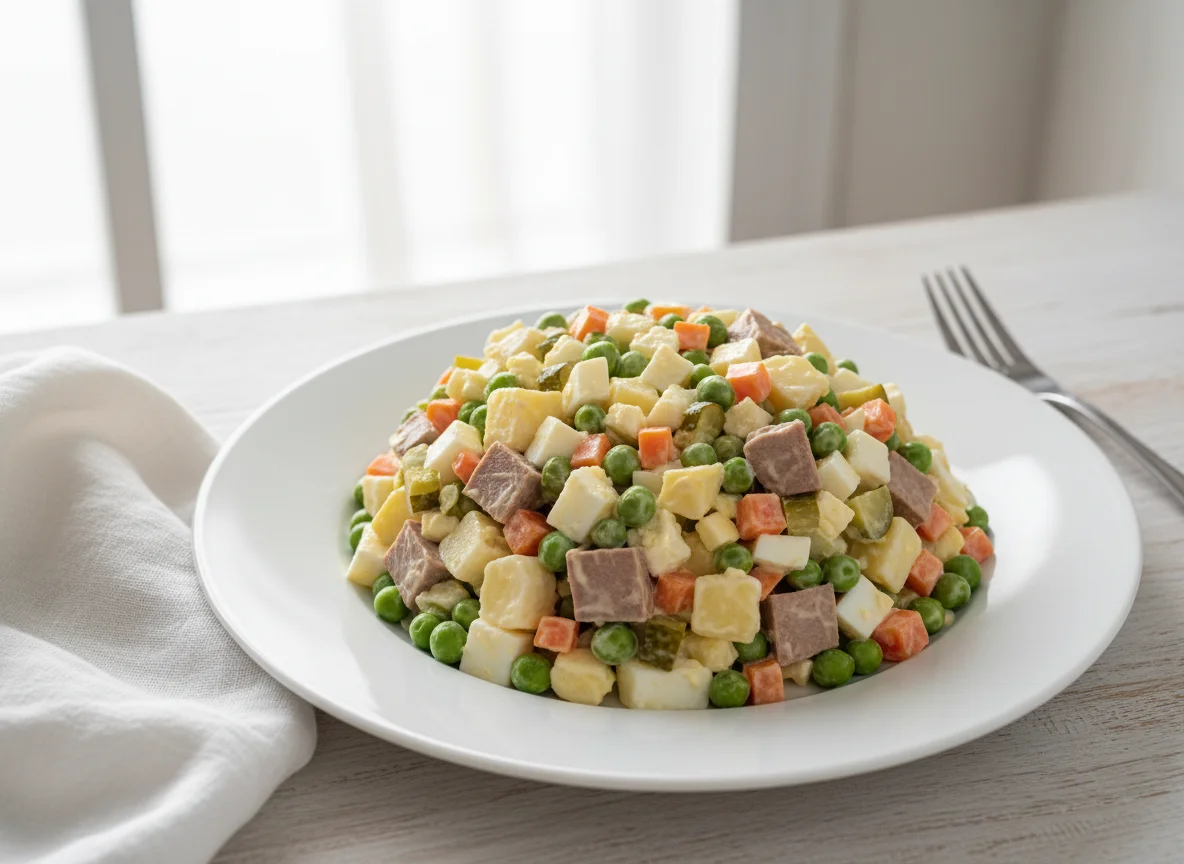 Салат Оливье с языком photo