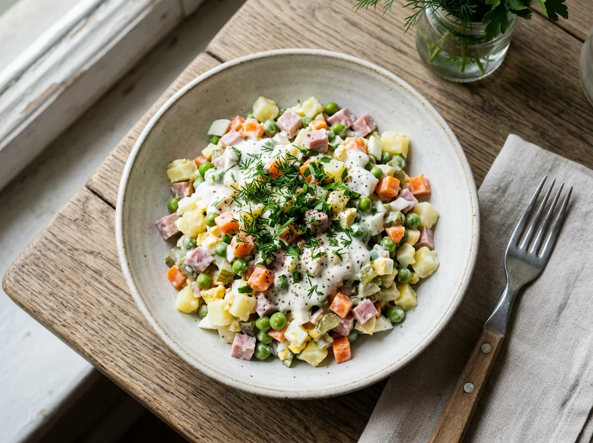 Салат Оливье с греческим йогуртом photo