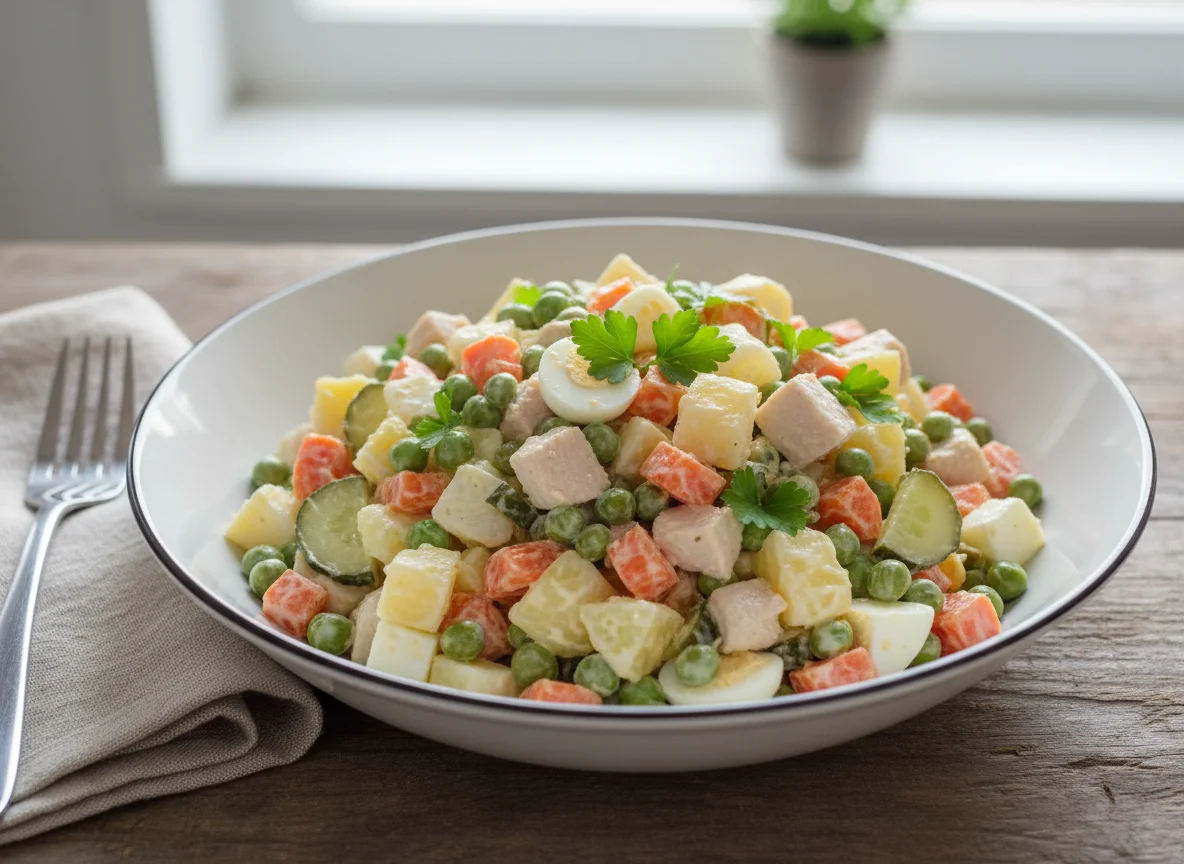 Салат Оливье с индейкой photo