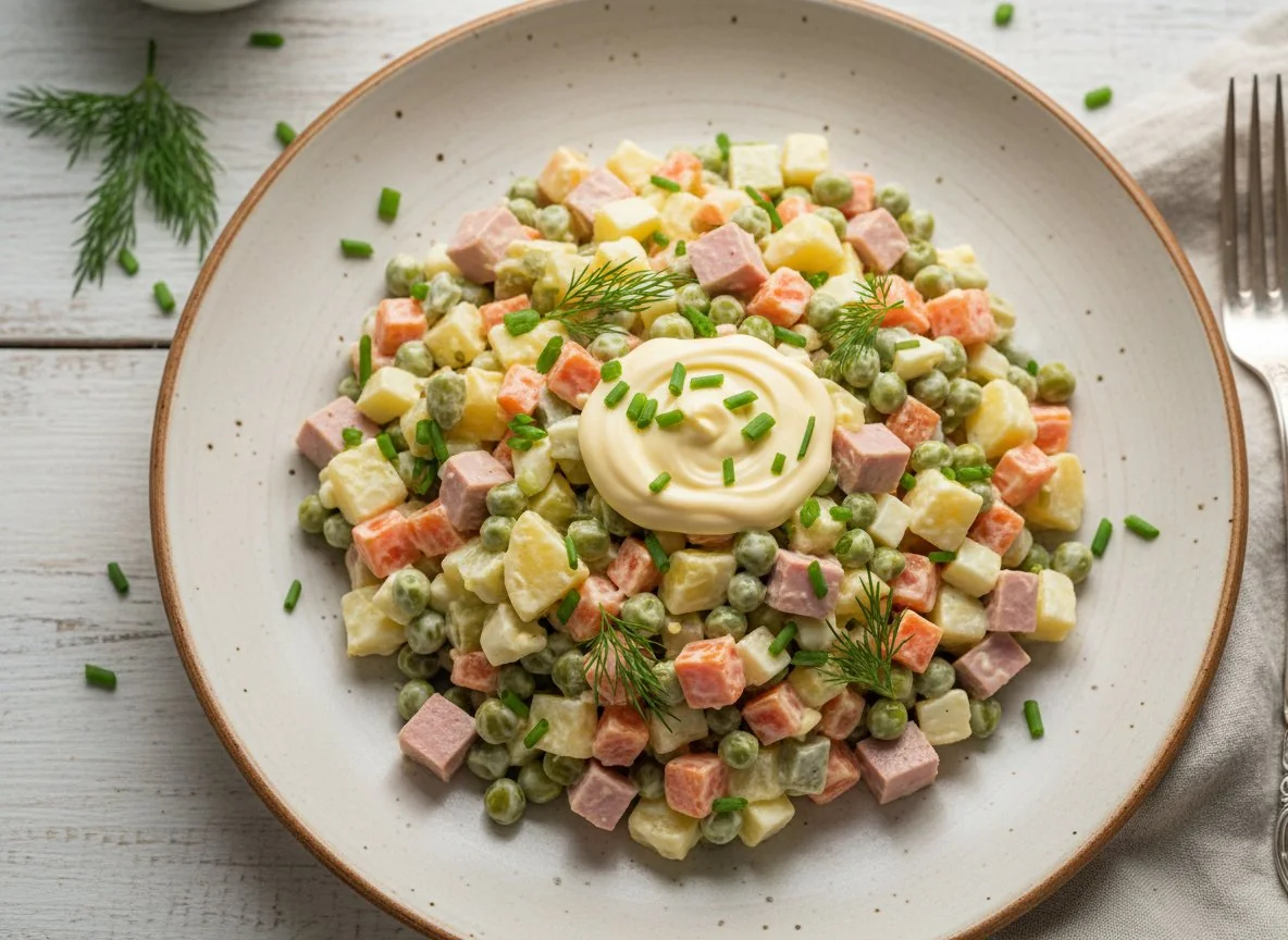 Салат Оливье с майонезом photo