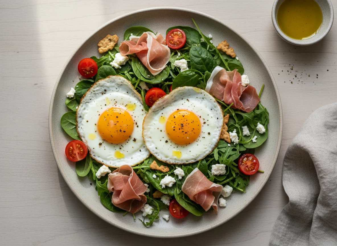 Салат с яйцами, прошутто и сыром photo