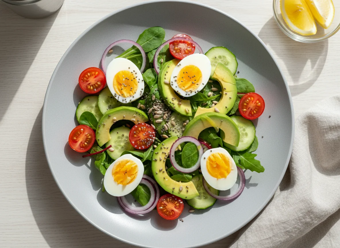 Салат с яйцом и авокадо photo