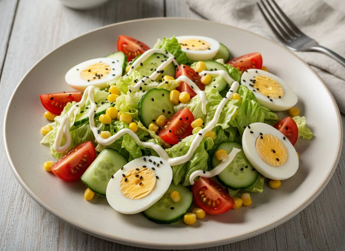 Салат с яйцом и овощами photo