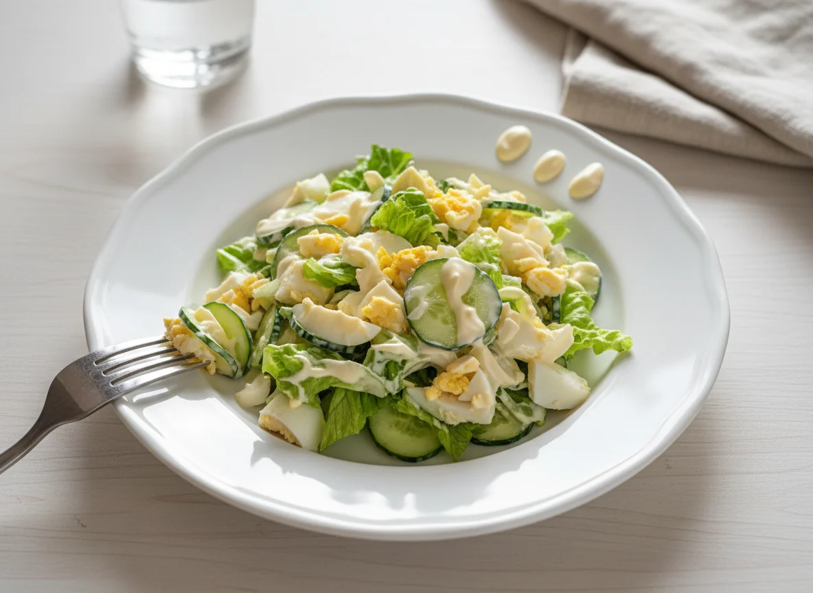 Салат с яйцом, огурцом и майонезом photo