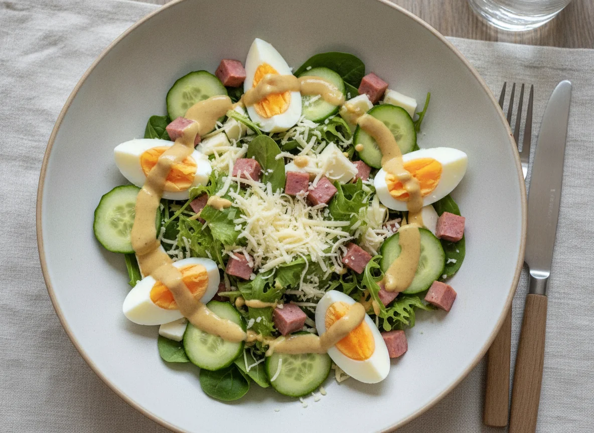 Салат с яйцом, огурцом и сыром photo
