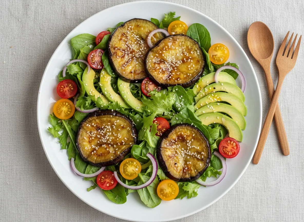 Салат с баклажанами и авокадо photo