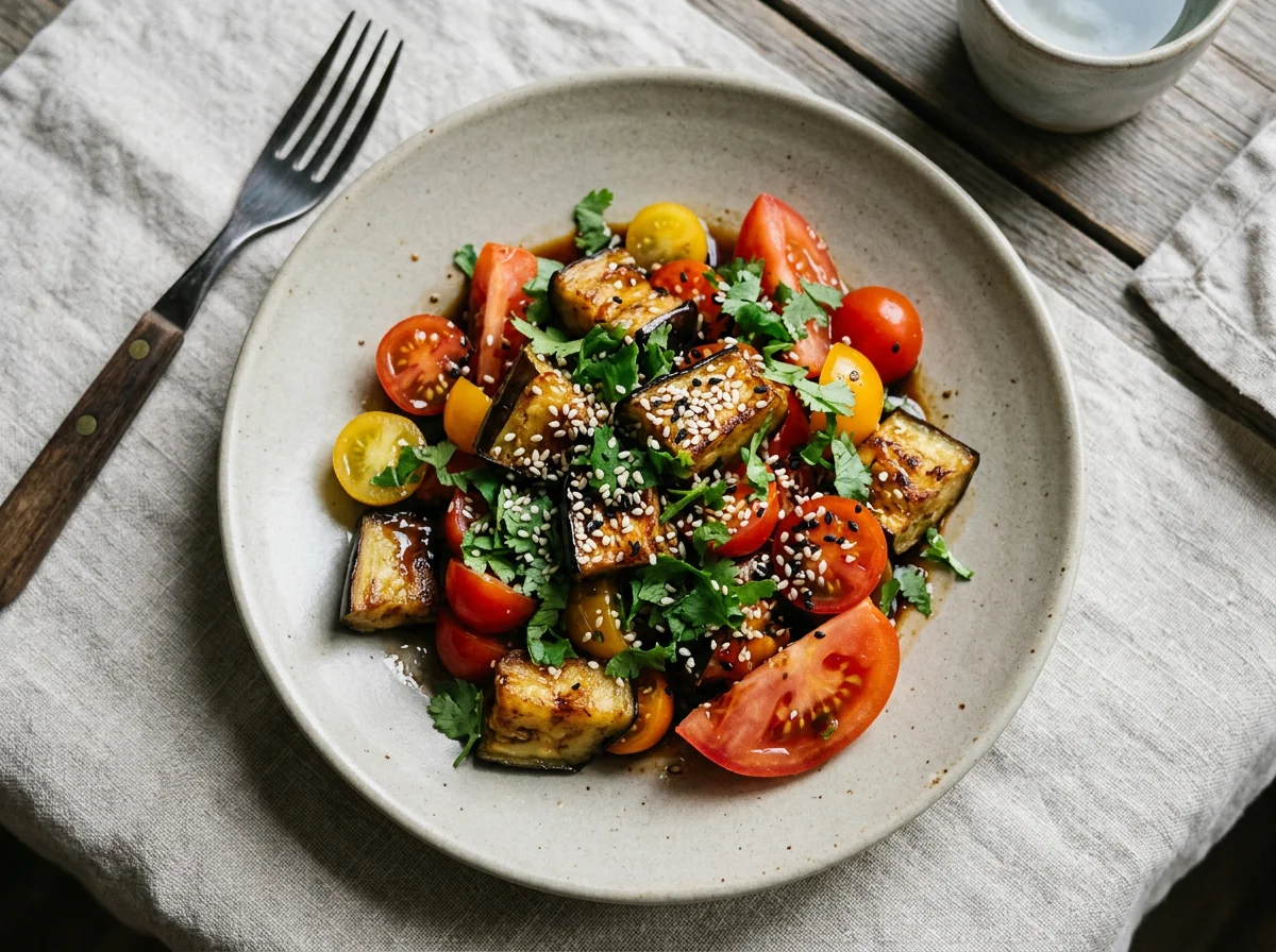 Салат с баклажанами и томатами photo