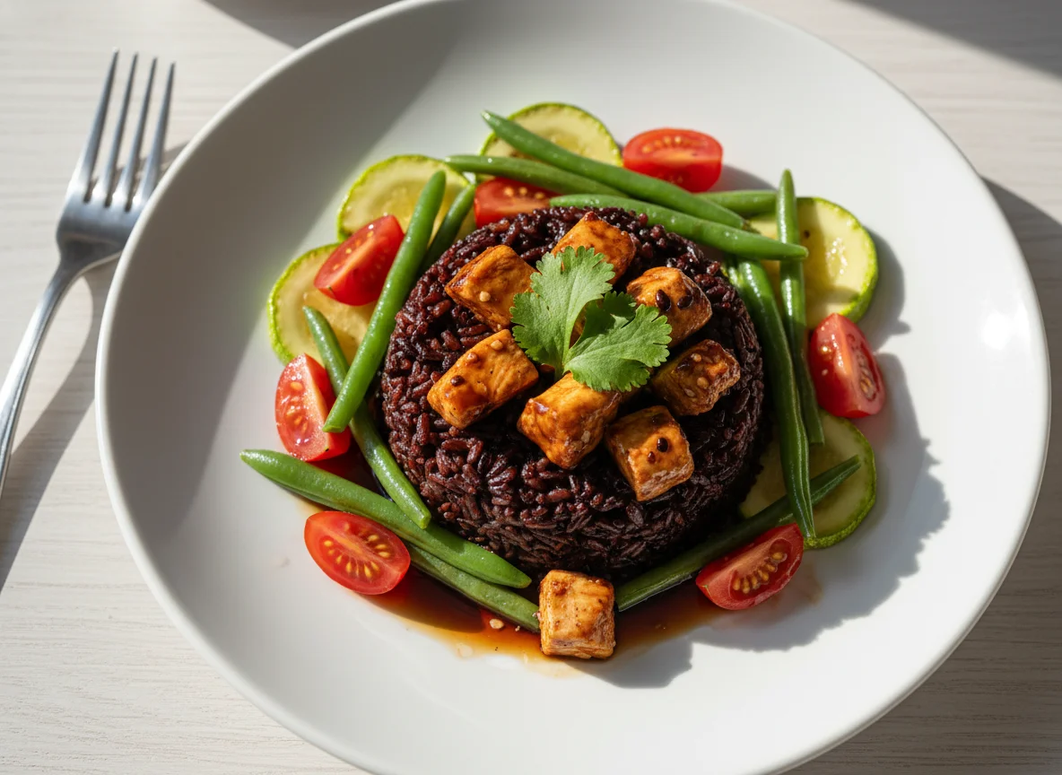 Салат с черным рисом и овощами photo