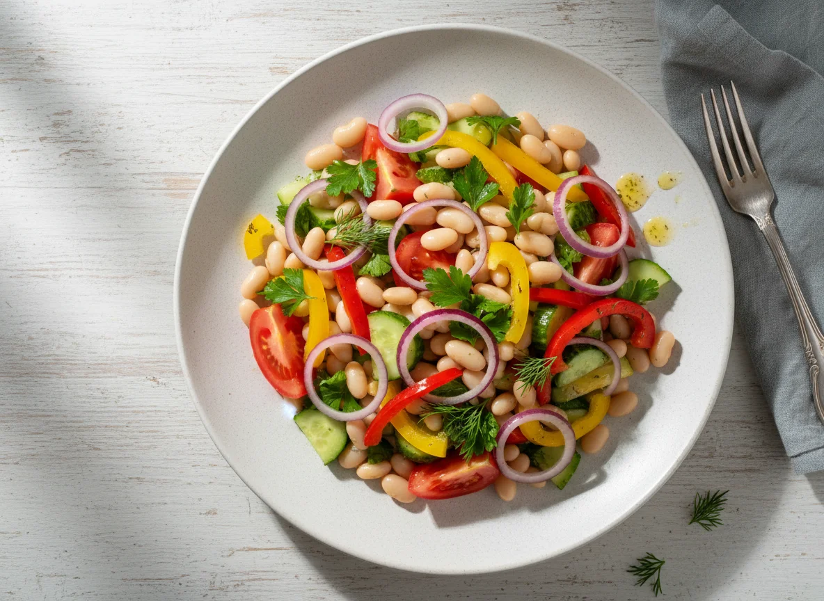 Салат с фасолью и овощами photo