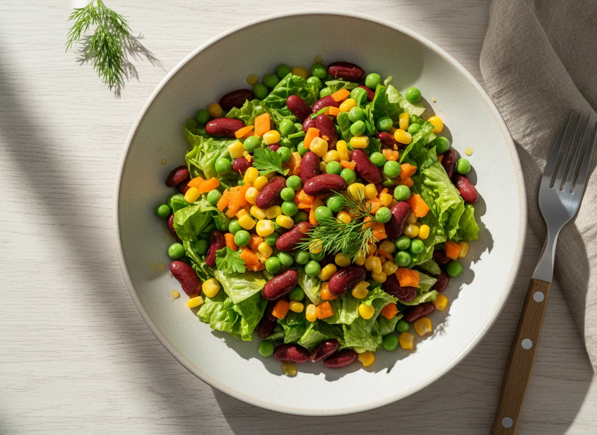 Салат с фасолью, кукурузой и горошком photo