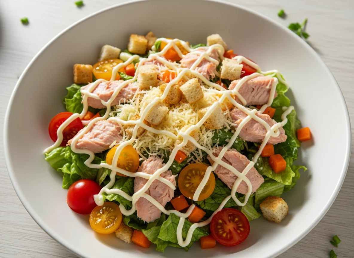 Салат с форелью и овощами photo