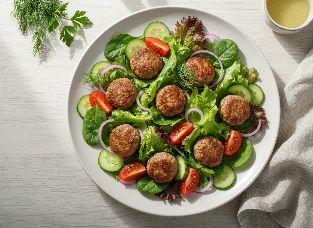 Салат с фрикадельками photo