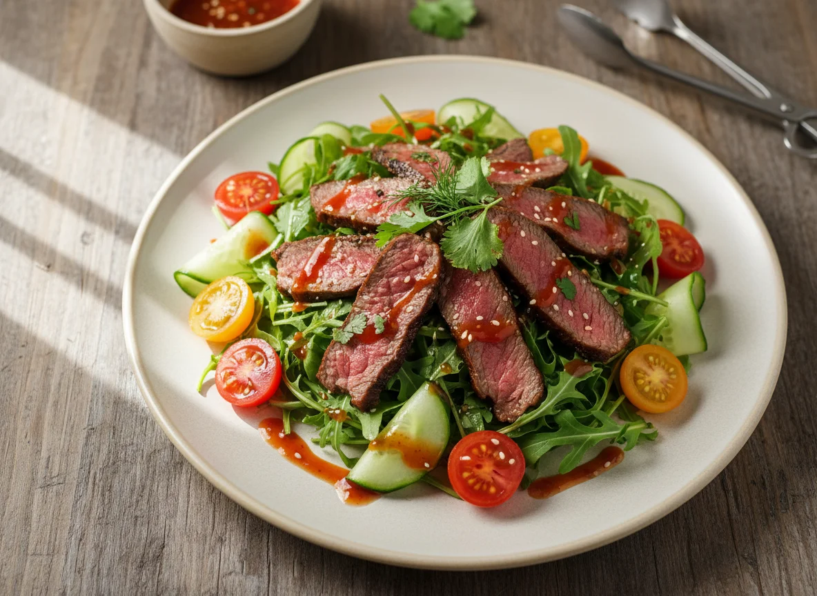 Салат с говядиной и овощами photo