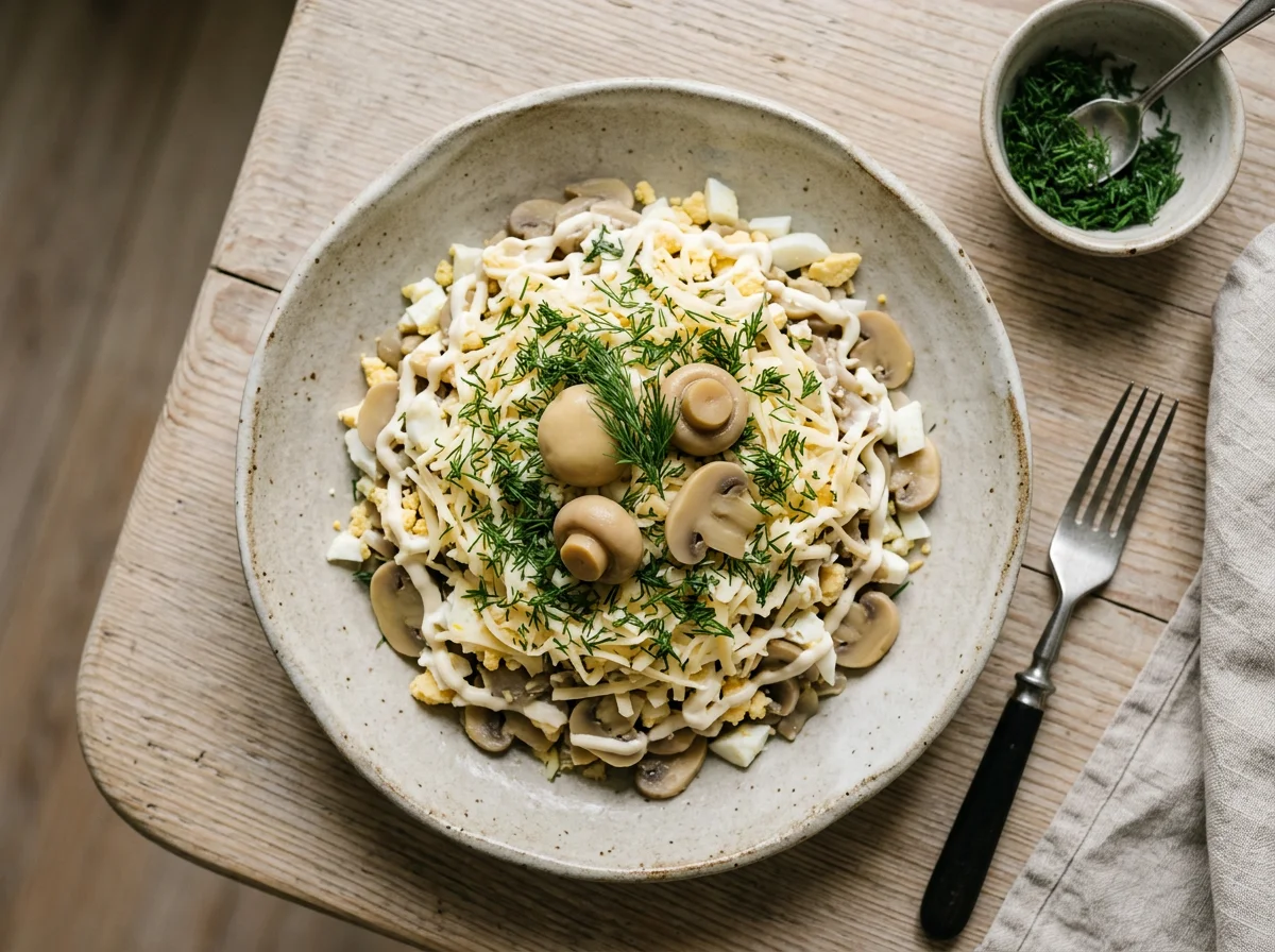 Салат с грибами и сыром photo