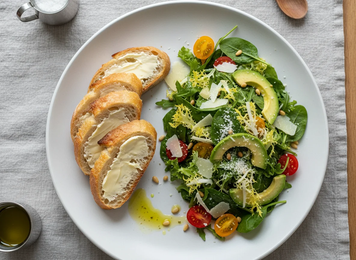 Салат с хлебом и маслом photo