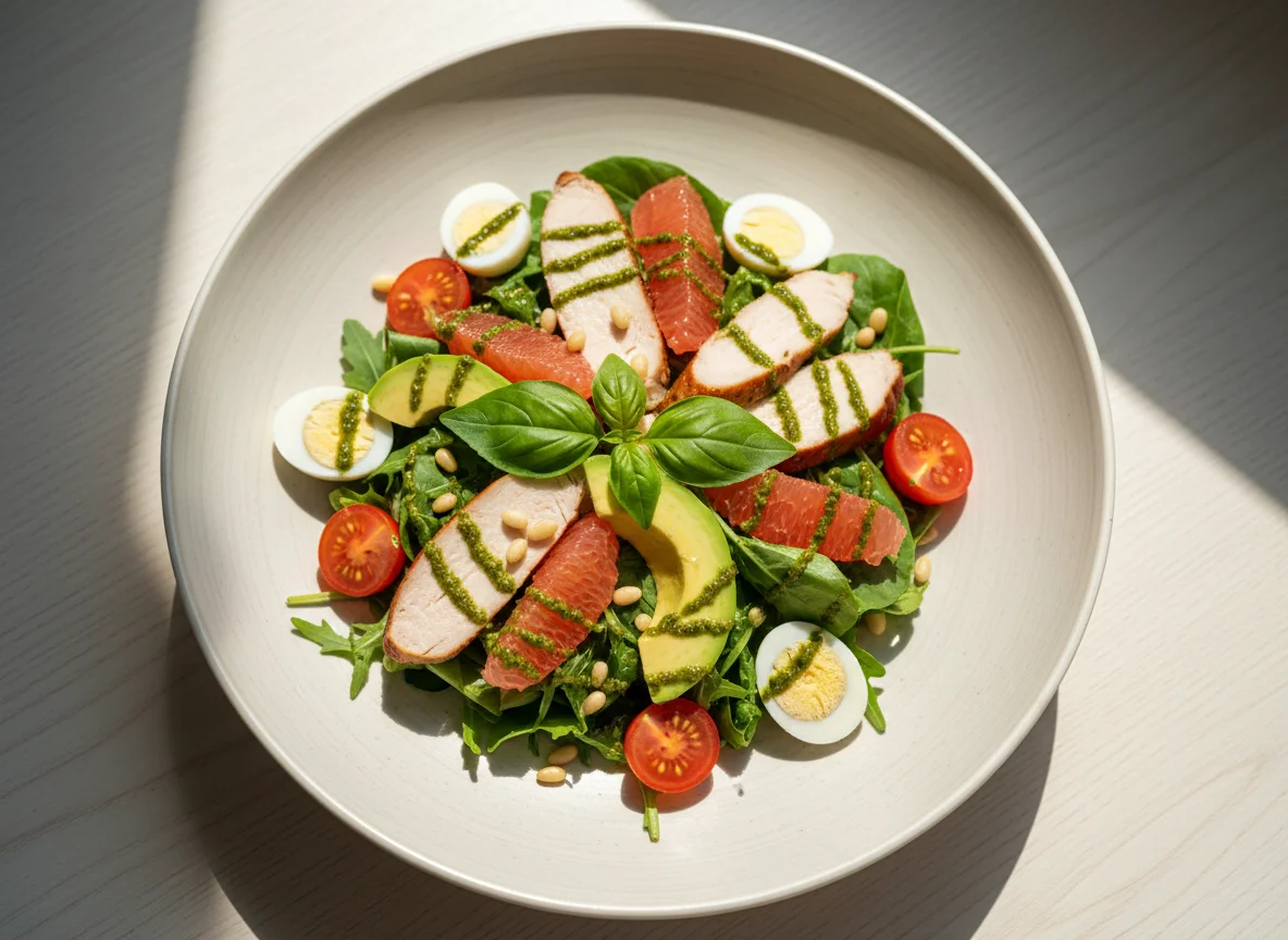 Салат с индейкой, авокадо и грейпфрутом photo