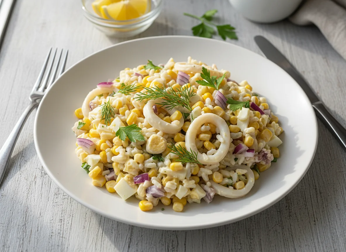 Салат с кальмарами photo