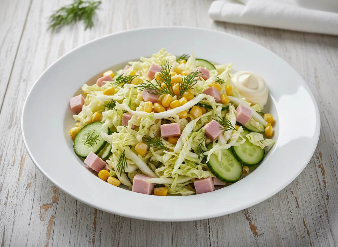 Салат с капустой, ветчиной и кукурузой photo