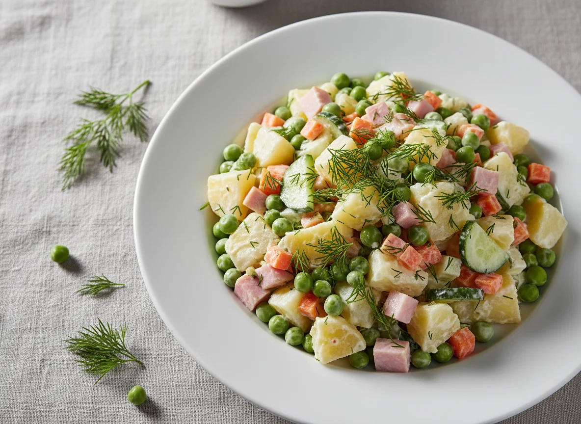 Салат с картофелем, ветчиной и овощами photo