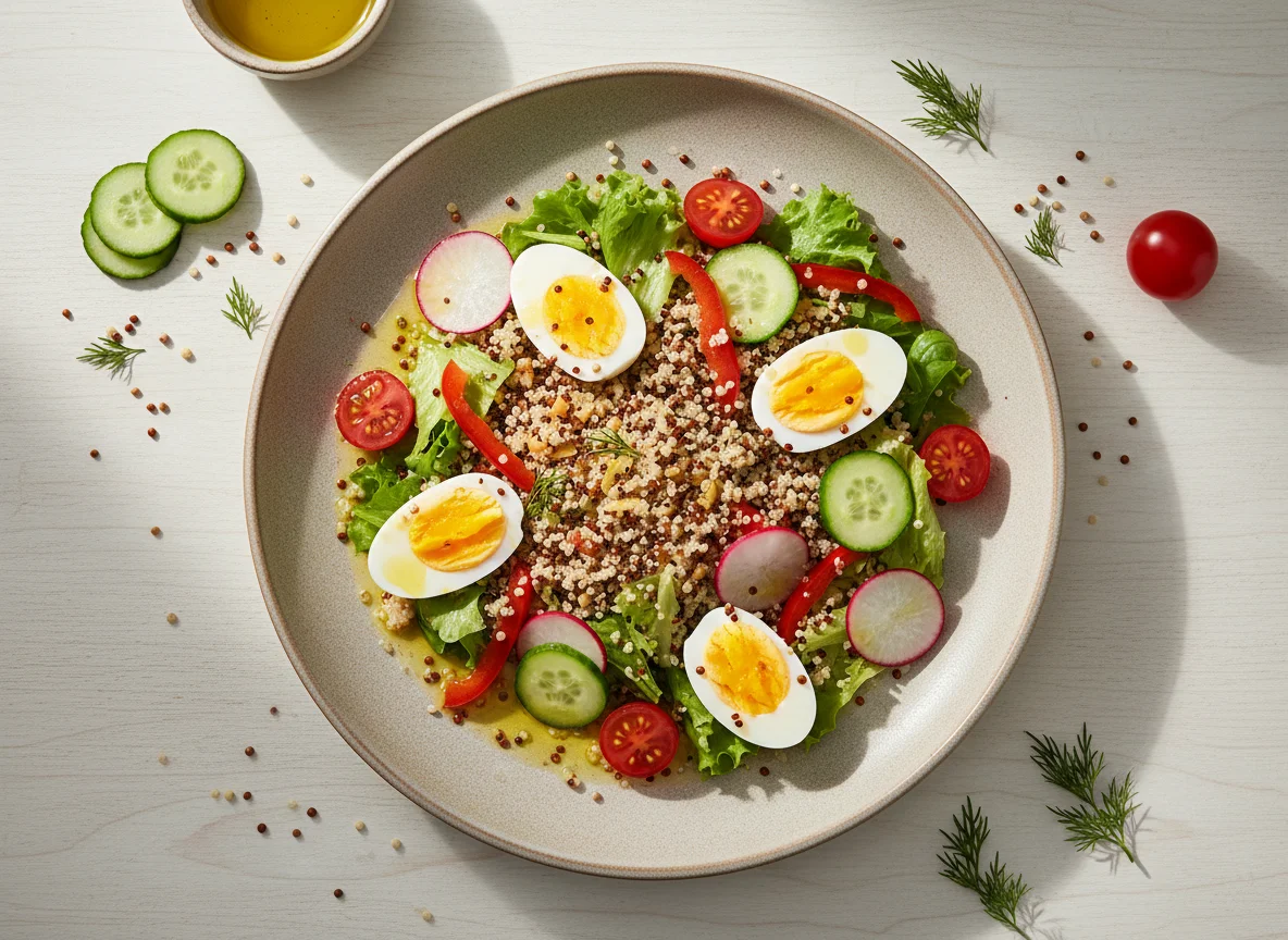 Салат с киноа и яйцами photo