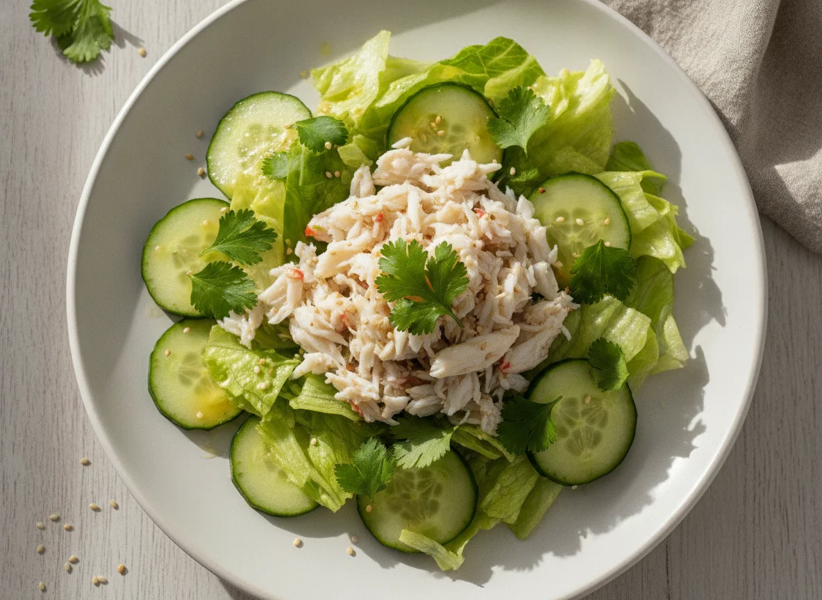 Салат с крабом и зеленью photo