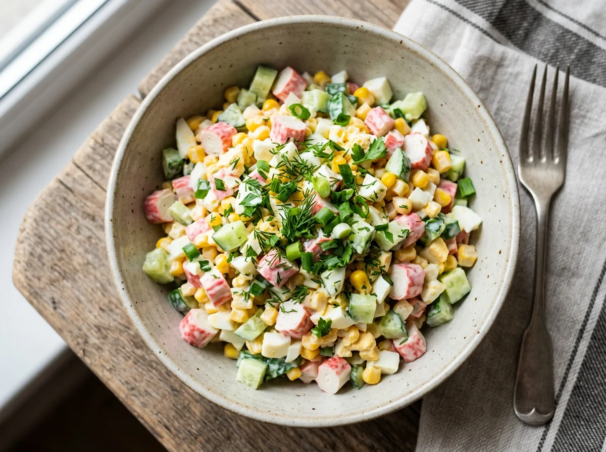 Салат с крабовыми палочками photo