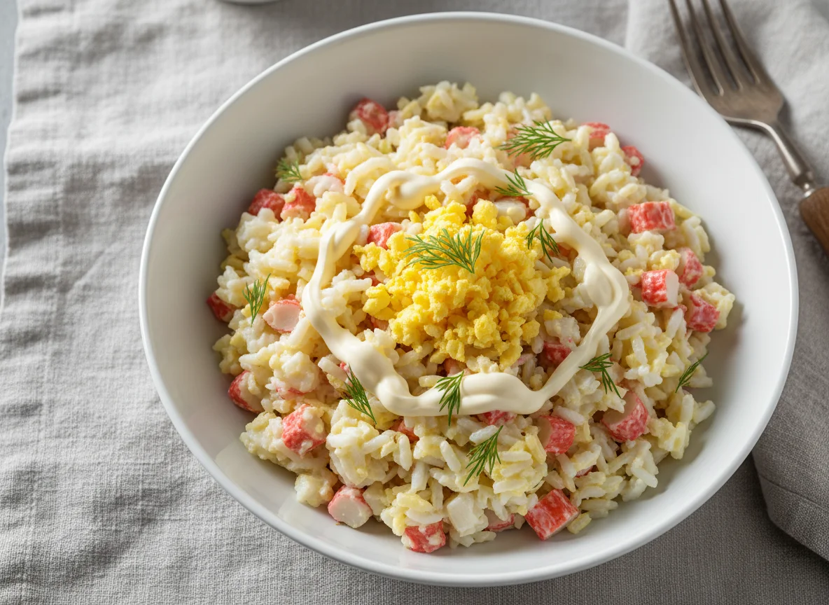 Салат с крабовыми палочками и яйцом photo