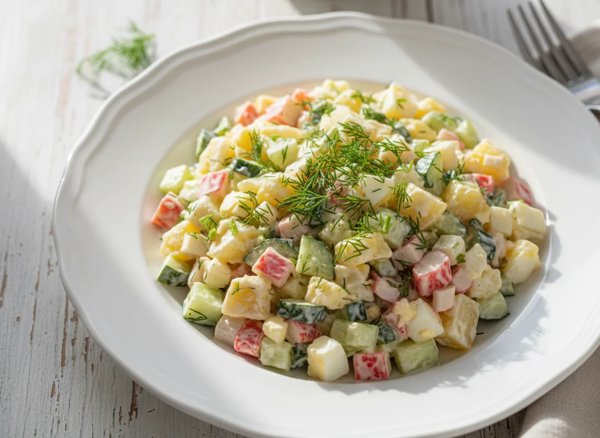 Салат с крабовыми палочками и картофелем photo