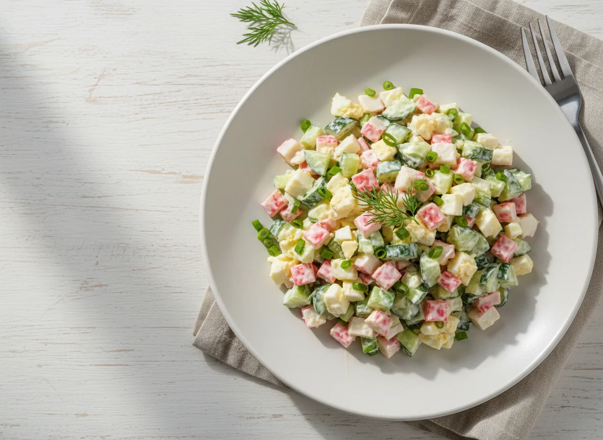 Салат с крабовыми палочками и огурцом photo