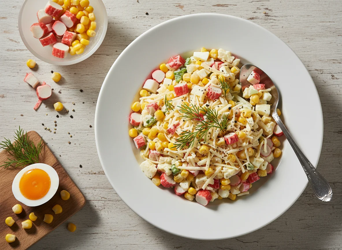 Салат с крабовыми палочками и сыром photo