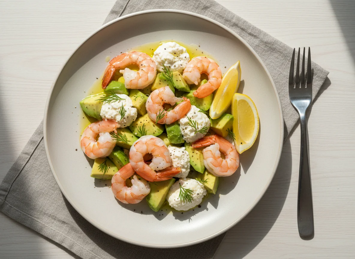 Салат с креветками и авокадо photo