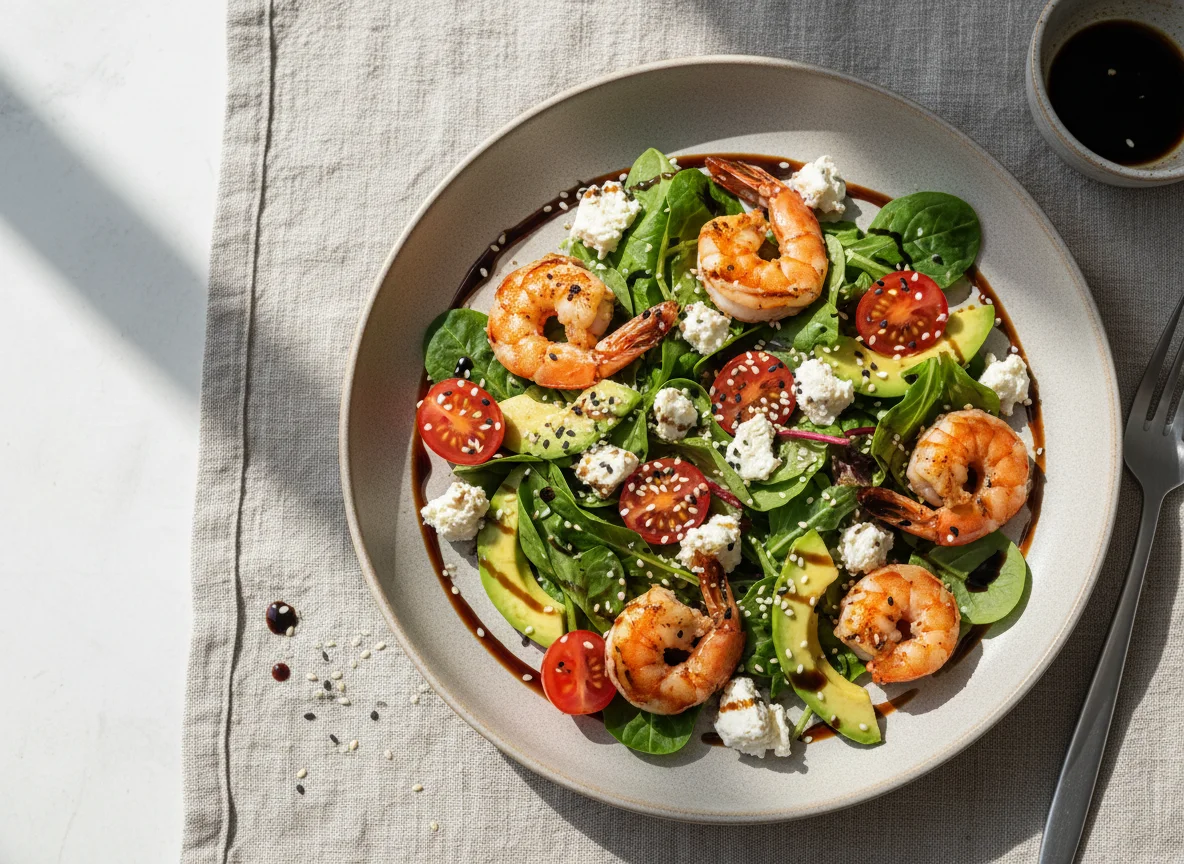 Салат с креветками и фетой photo