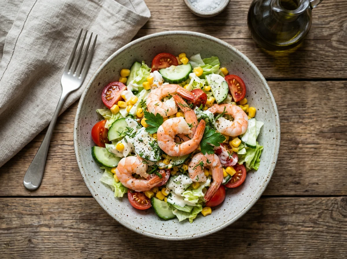 Салат с креветками и овощами photo