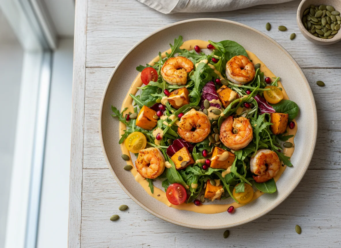 Салат с креветками и тыквой photo