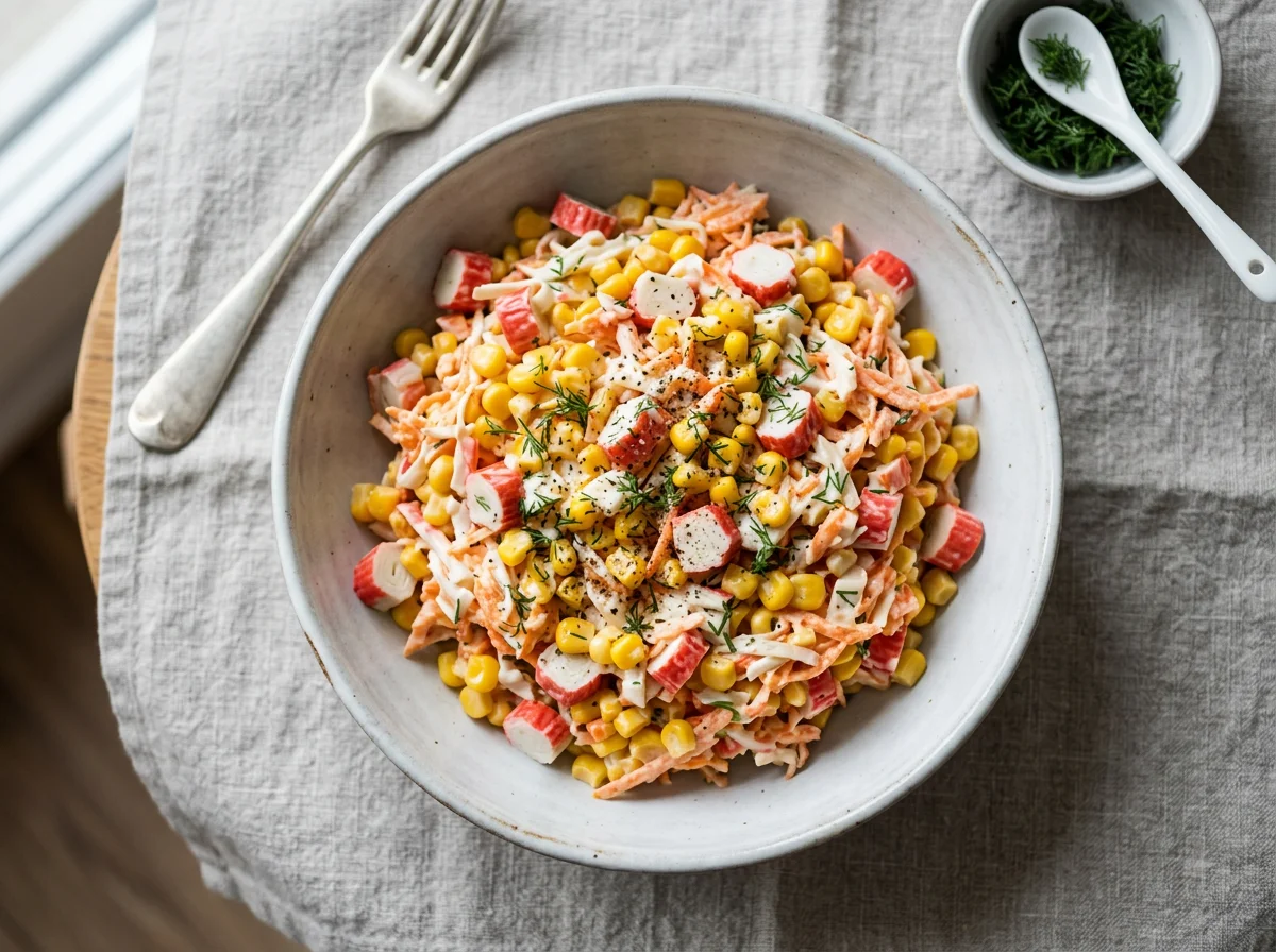 Салат с кукурузой и крабовыми палочками photo