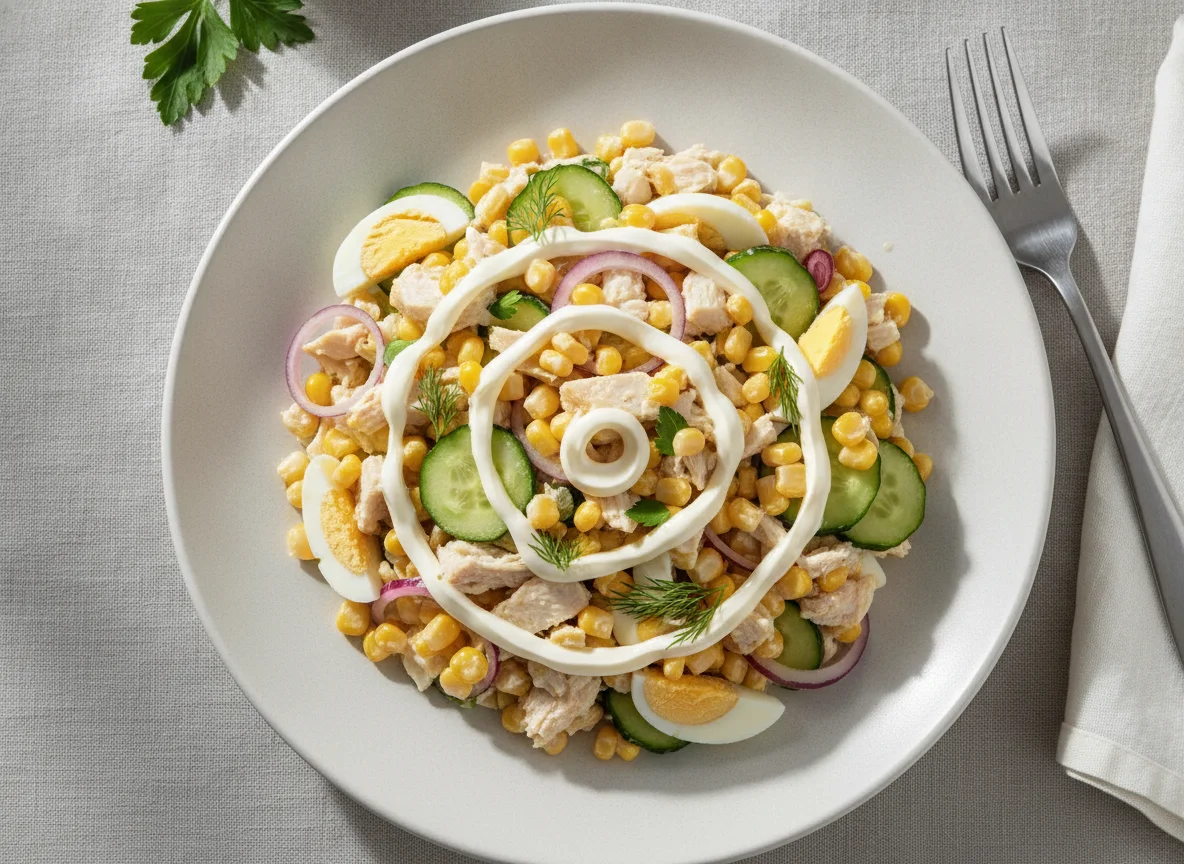 Салат с кукурузой и курицей photo