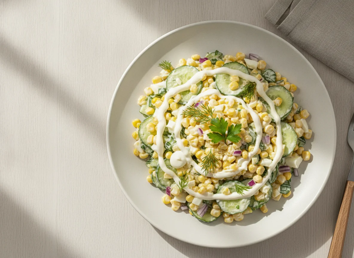 Салат с кукурузой, огурцом и майонезом photo