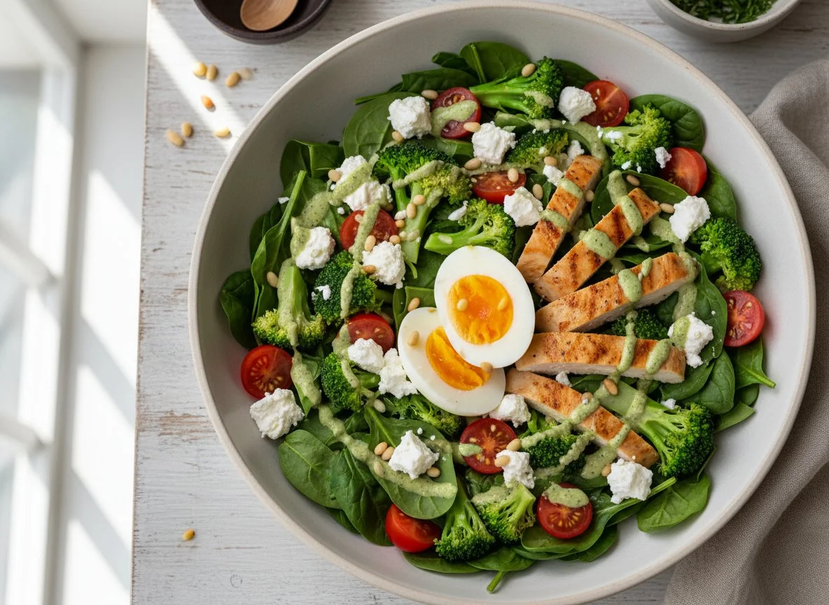 Салат с курицей, яйцом и овощами photo