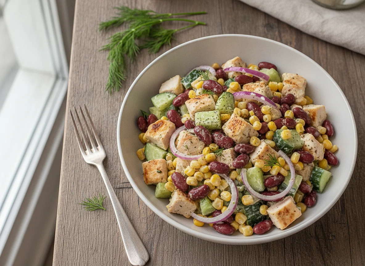 Салат с курицей, фасолью и кукурузой photo