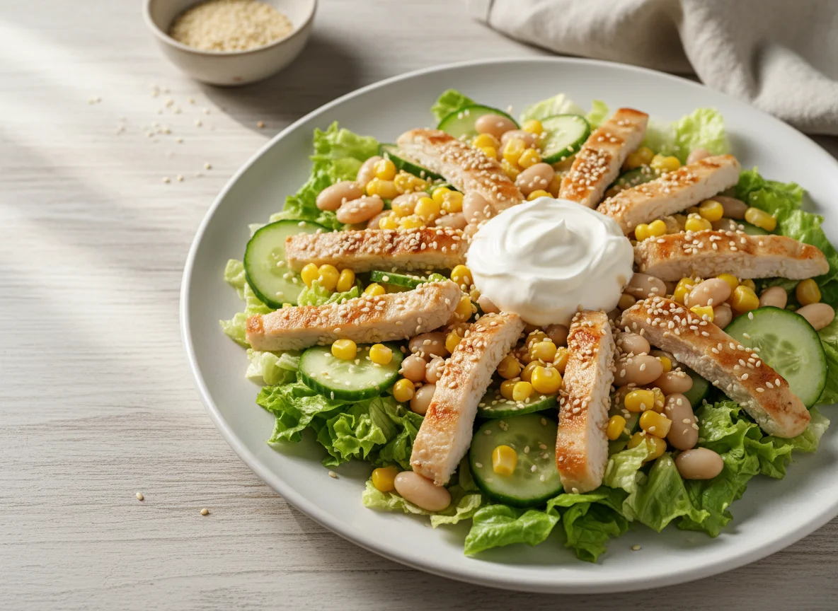 Салат с курицей, фасолью и сметаной photo