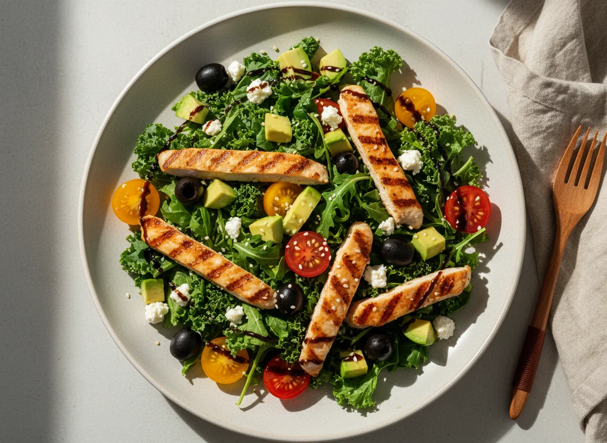 Салат с курицей и авокадо photo