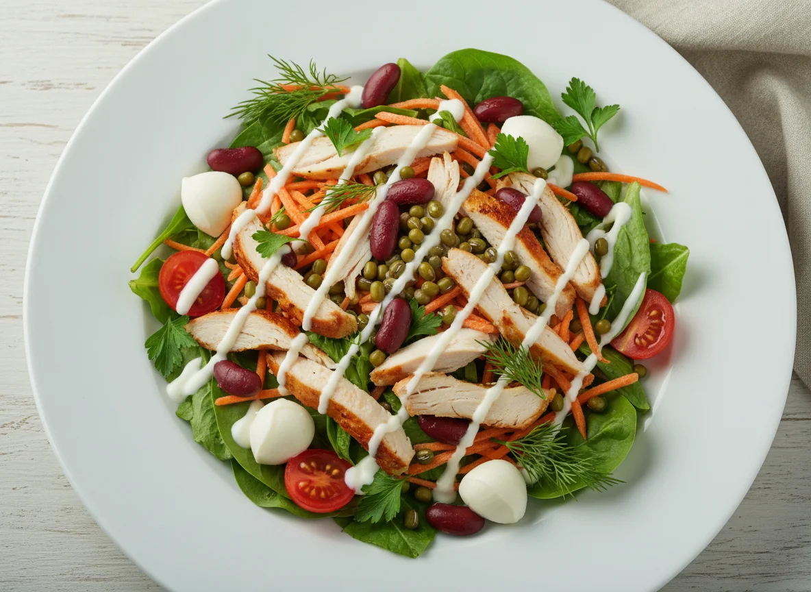 Салат с курицей и бобами photo