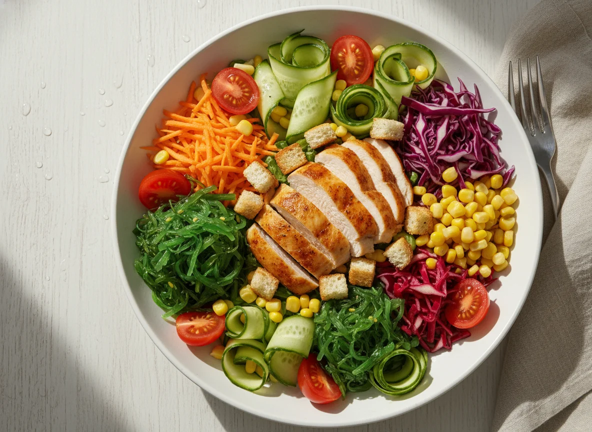 Салат с курицей и гренками photo