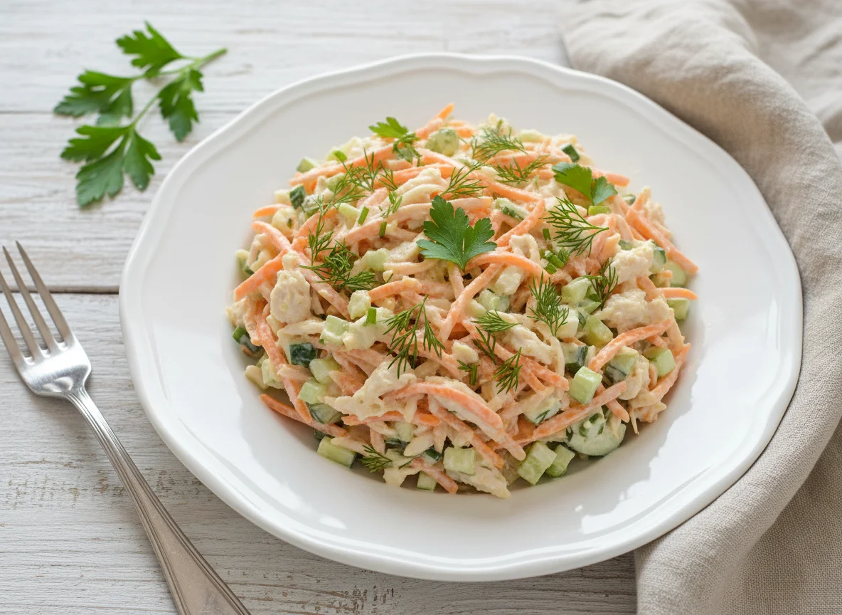 Салат с курицей и морковью photo