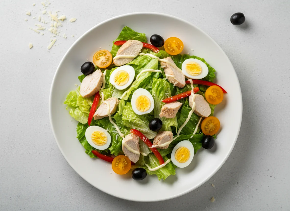 Салат с курицей и перепелиными яйцами photo